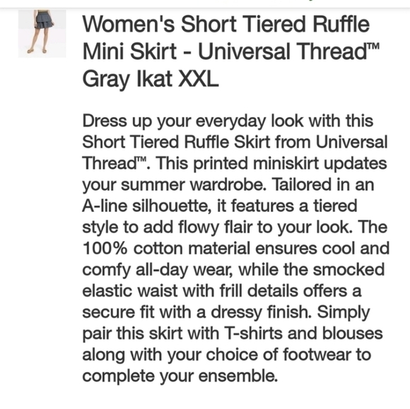 Universal Thread Cotton Skirt, Womens XL Gray blue Tiered high rise skirt - Picture 14 of 15